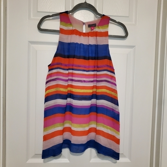 Vince Camuto Womens Tank Top Size Medium Multicolor Striped Sleeveless Flowy - Picture 1 of 8
